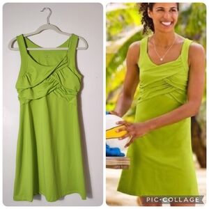 Athleta Bright Green Ruched Don't Sweat It Active Sports Mini Dress Size M
